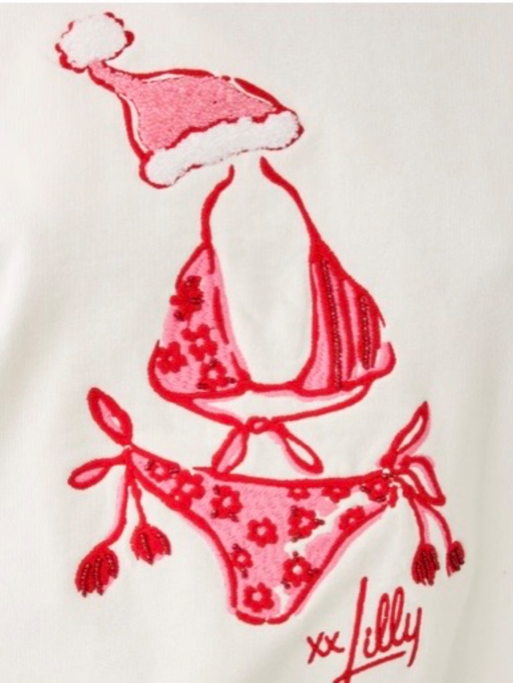 Ballard Cotton Sweatshirt Color: Coconut Festive Frocks Embellishment XXL - Picture 2 of 5